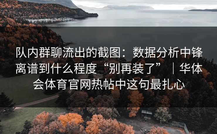 队内群聊流出的截图：数据分析中锋离谱到什么程度“别再装了”｜华体会体育官网热帖中这句最扎心