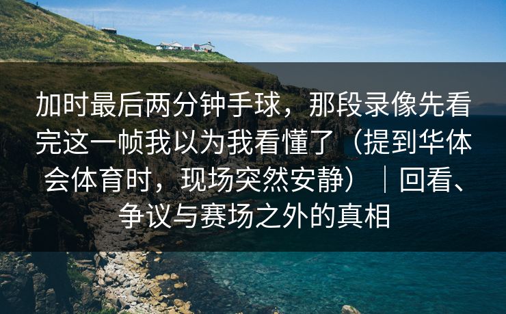 加时最后两分钟手球，那段录像先看完这一帧我以为我看懂了（提到华体会体育时，现场突然安静）｜回看、争议与赛场之外的真相