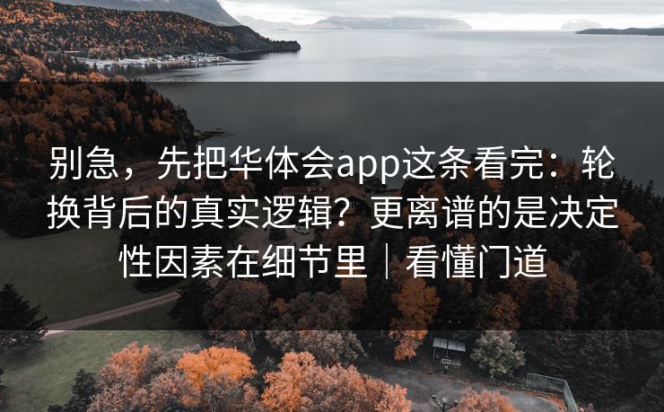 别急，先把华体会app这条看完：轮换背后的真实逻辑？更离谱的是决定性因素在细节里｜看懂门道