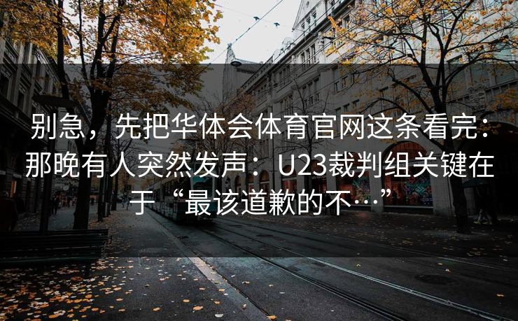 别急，先把华体会体育官网这条看完：那晚有人突然发声：U23裁判组关键在于“最该道歉的不…”