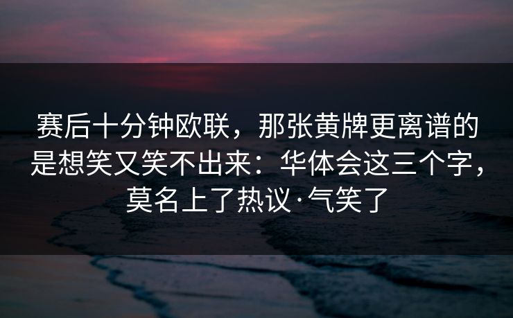 赛后十分钟欧联，那张黄牌更离谱的是想笑又笑不出来：华体会这三个字，莫名上了热议·气笑了