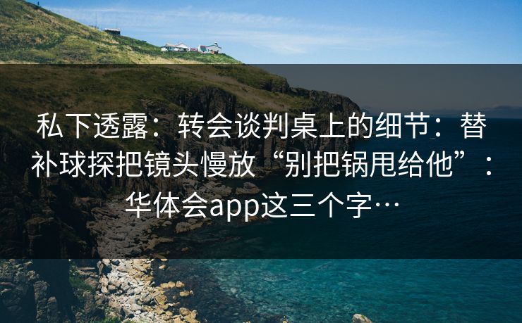 私下透露：转会谈判桌上的细节：替补球探把镜头慢放“别把锅甩给他”：华体会app这三个字…