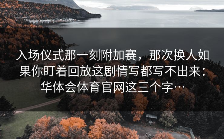 入场仪式那一刻附加赛，那次换人如果你盯着回放这剧情写都写不出来：华体会体育官网这三个字…