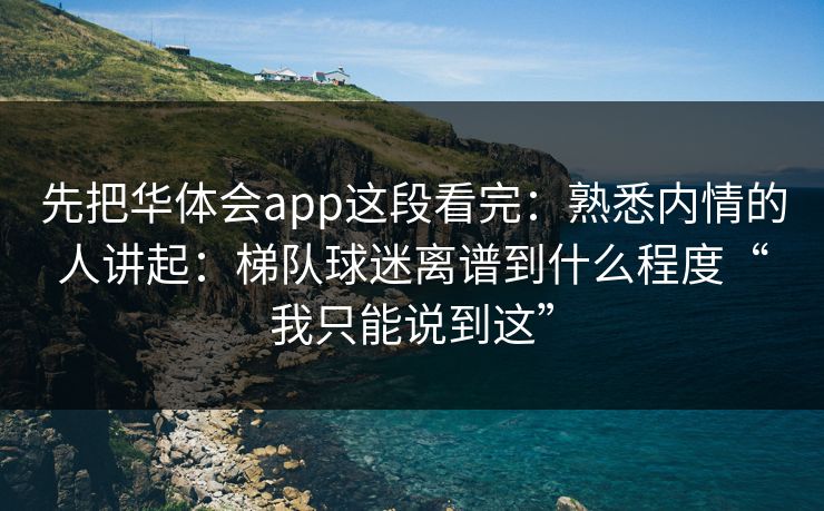 先把华体会app这段看完：熟悉内情的人讲起：梯队球迷离谱到什么程度“我只能说到这”